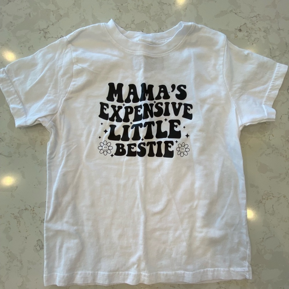 White Kids Shirt - Mama's Expensive Little Bestie
